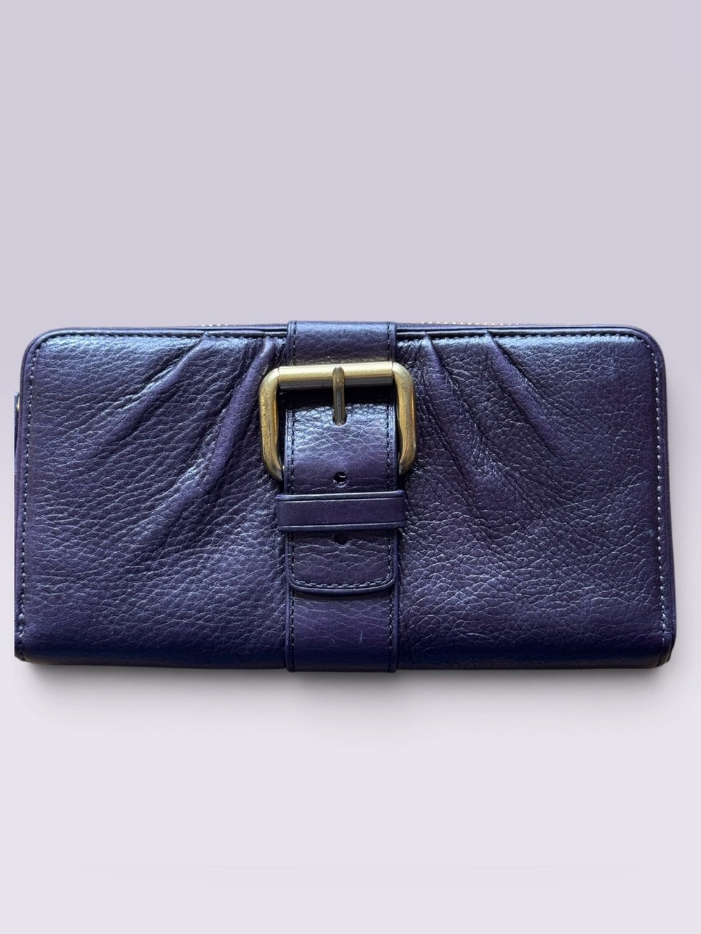 Coach Purple Leather Zip Around Wallet Lavender Interior